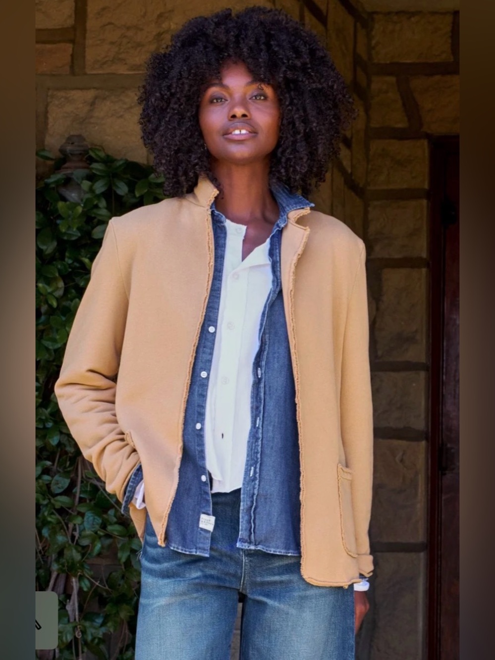 Frank & Eileen Dublin Blazer Catherine Sweatpants Set M Camel Triple Fleece - Picture 4 of 15